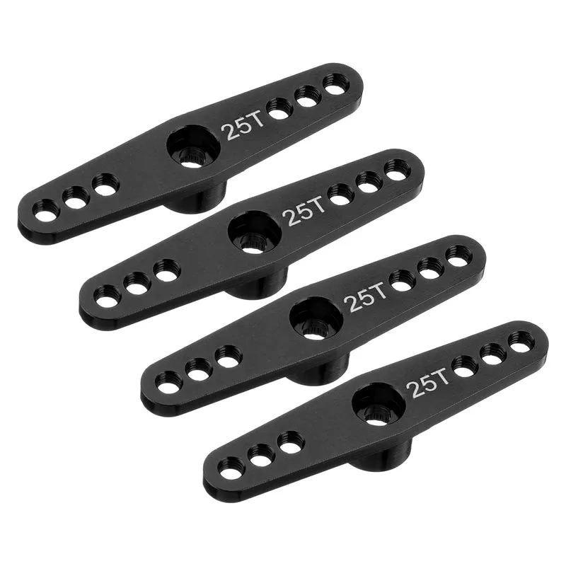 4 Pcs Aluminum Servo Horn 25T Servo Horn Steering Double Arms 47mm Black