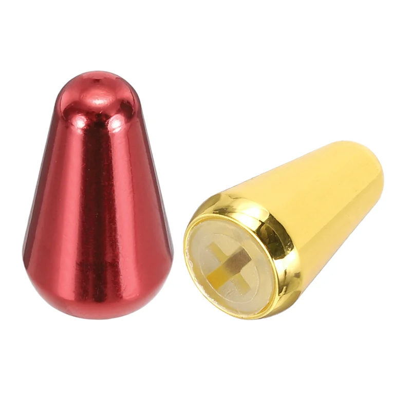 2Pcs Guitar 3/5 Way Pickup Switch Tip Cross-Slot for LP Guitar, Gold/Dark Red