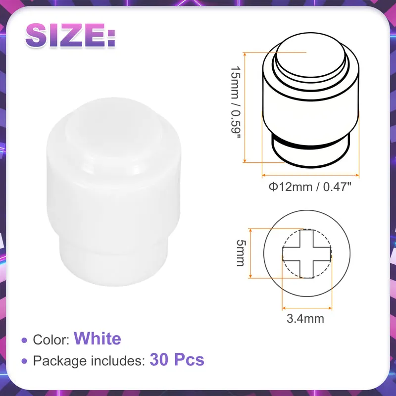 30Pcs Guitar 3/5 Way Pickup Switch Tip Plastic Cross-Slot, White