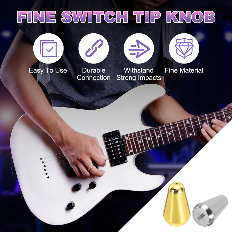 2Pcs Guitar 3/5 Way Pickup Switch Tip Cross-Slot for LP Guitar, Gold/Silver