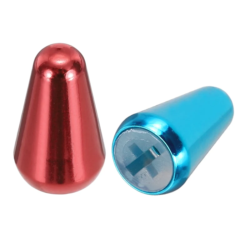 2Pcs Guitar 3/5 Way Pickup Switch Tip Cross-Slot for LP Guitar, Dark Red/Blue
