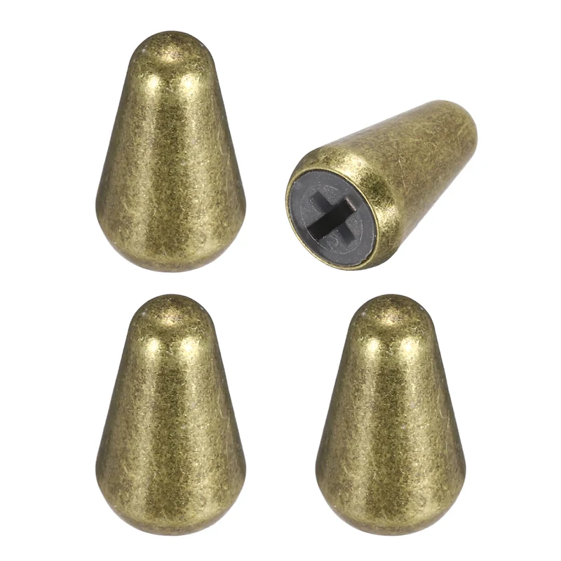 4Pcs Guitar 3/5 Way Pickup Switch Tip Cross-Slot for LP Guitar, Bronze