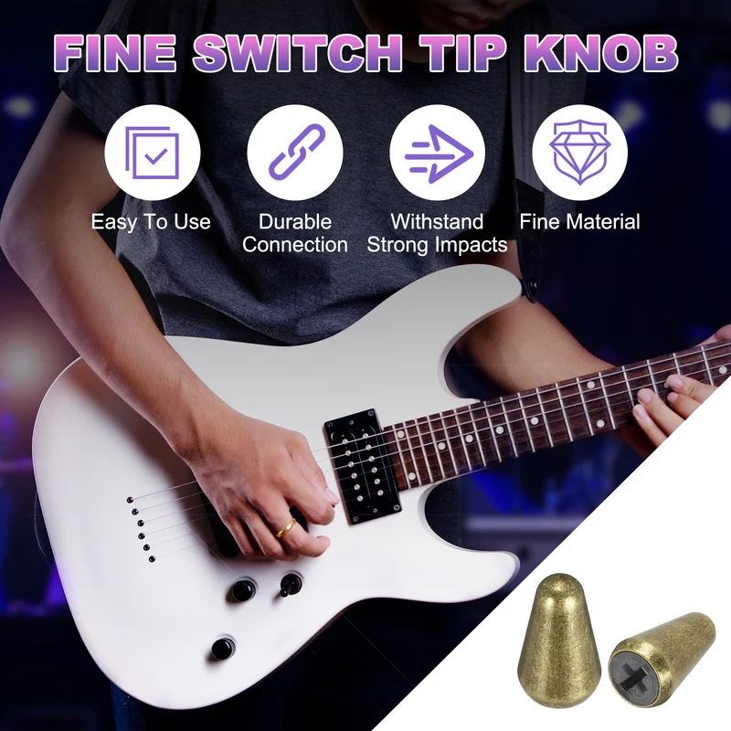 4Pcs Guitar 3/5 Way Pickup Switch Tip Cross-Slot for LP Guitar, Bronze