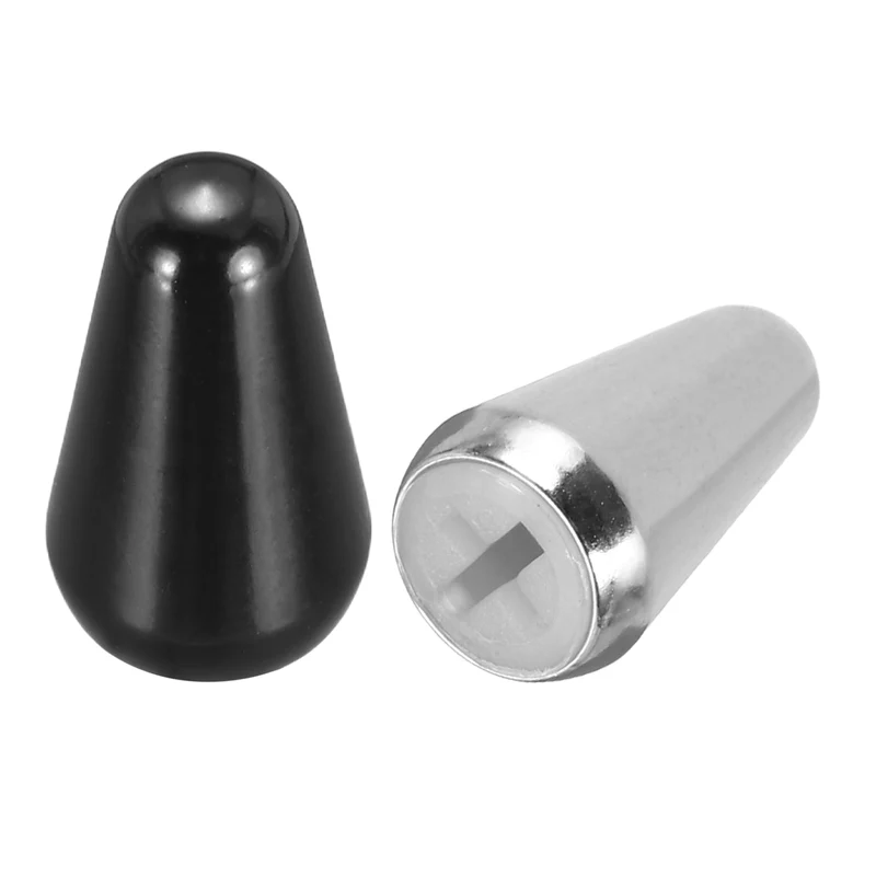 2Pcs Guitar 3/5 Way Pickup Switch Tip Cross-Slot for LP Guitar, Black/Silver
