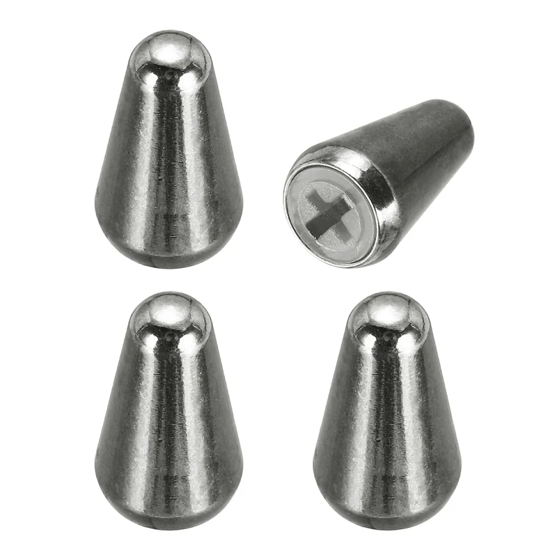 4Pcs Guitar 3/5 Way Pickup Switch Tip Cross-Slot for LP Guitar, Dark Silver