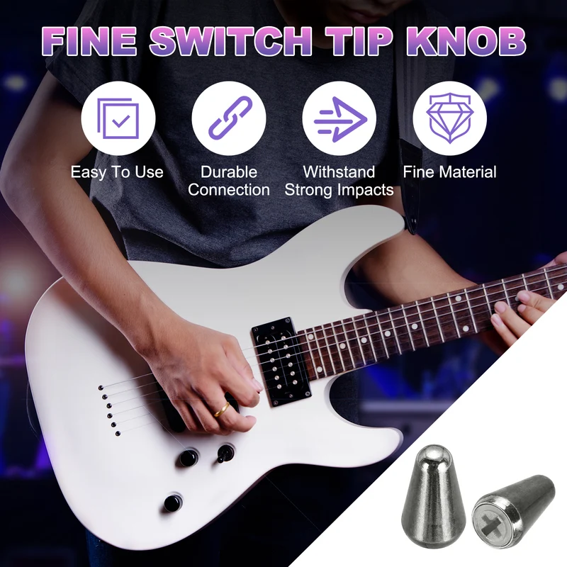 4Pcs Guitar 3/5 Way Pickup Switch Tip Cross-Slot for LP Guitar, Dark Silver