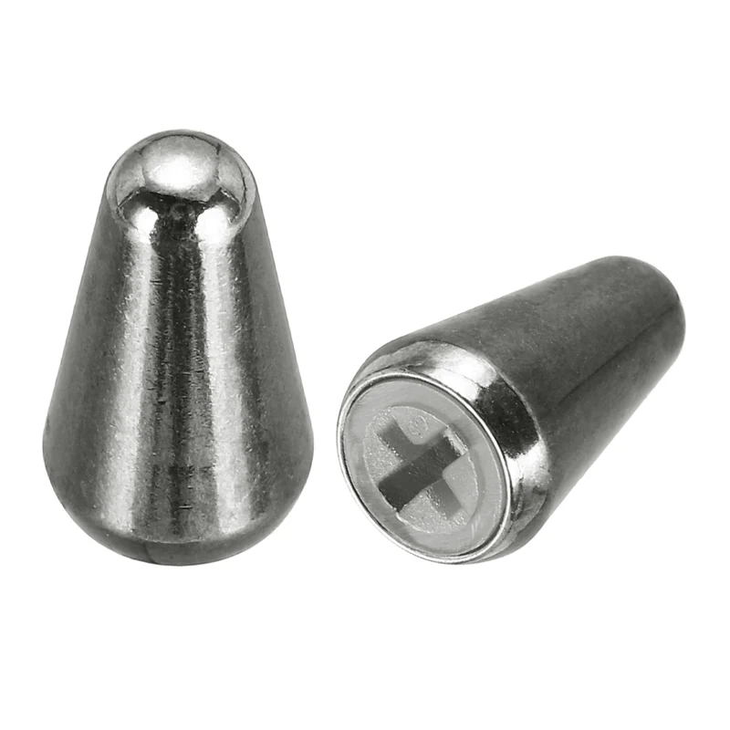 2Pcs Guitar 3/5 Way Pickup Switch Tip Cross-Slot for LP Guitar, Dark Silver