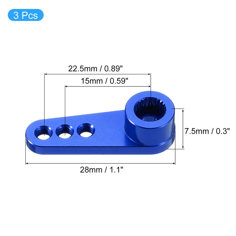 Aluminum Alloy 25T Steering Servo Single Arm Horn Dark Blue for RC Car 3 Pcs