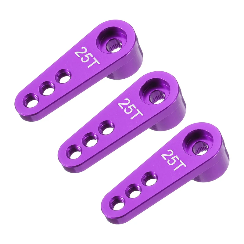 Aluminum Alloy 25T Steering Servo Single Arm Horn Purple for RC Car 3 Pcs