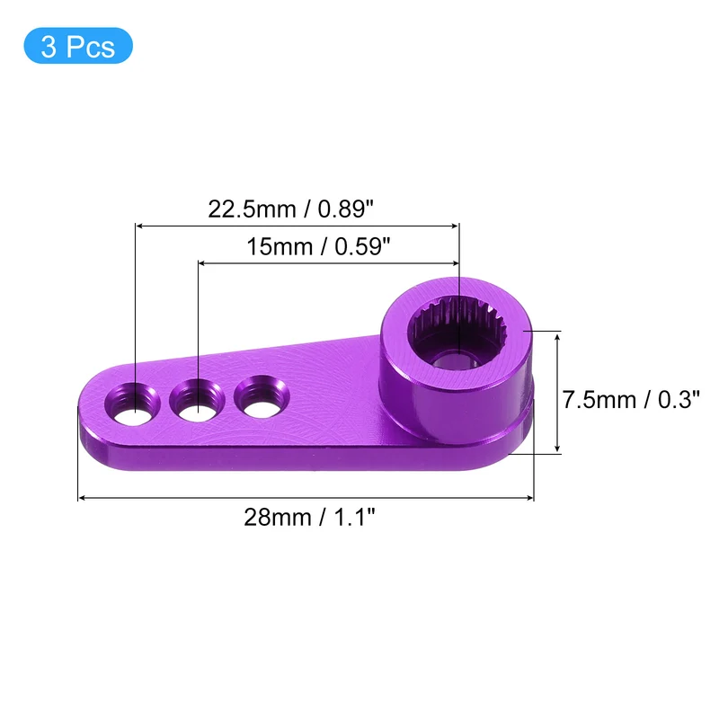 Aluminum Alloy 25T Steering Servo Single Arm Horn Purple for RC Car 3 Pcs