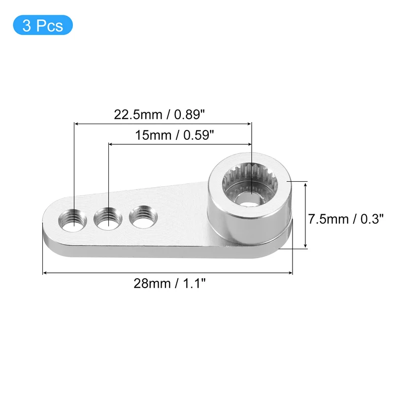 Aluminum Alloy 25T Steering Servo Single Arm Horn Silver for RC Car 3 Pcs