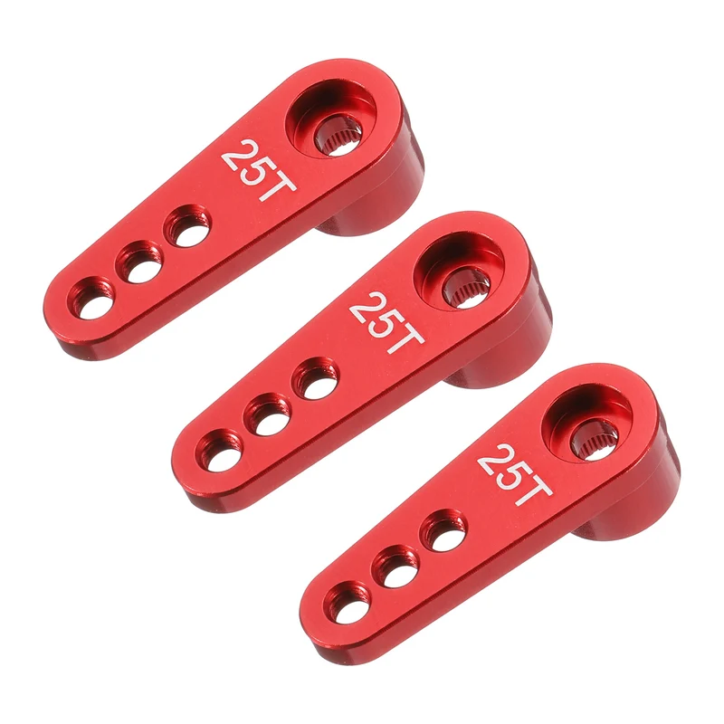 Aluminum Alloy 25T Steering Servo Single Arm Horn Red for RC Car 3 Pcs