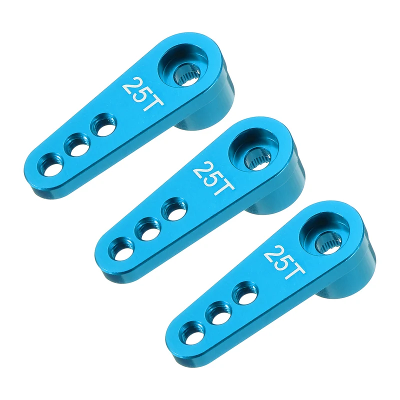 Aluminum Alloy 25T Steering Servo Single Arm Horn Blue for RC Cars 3 Pcs
