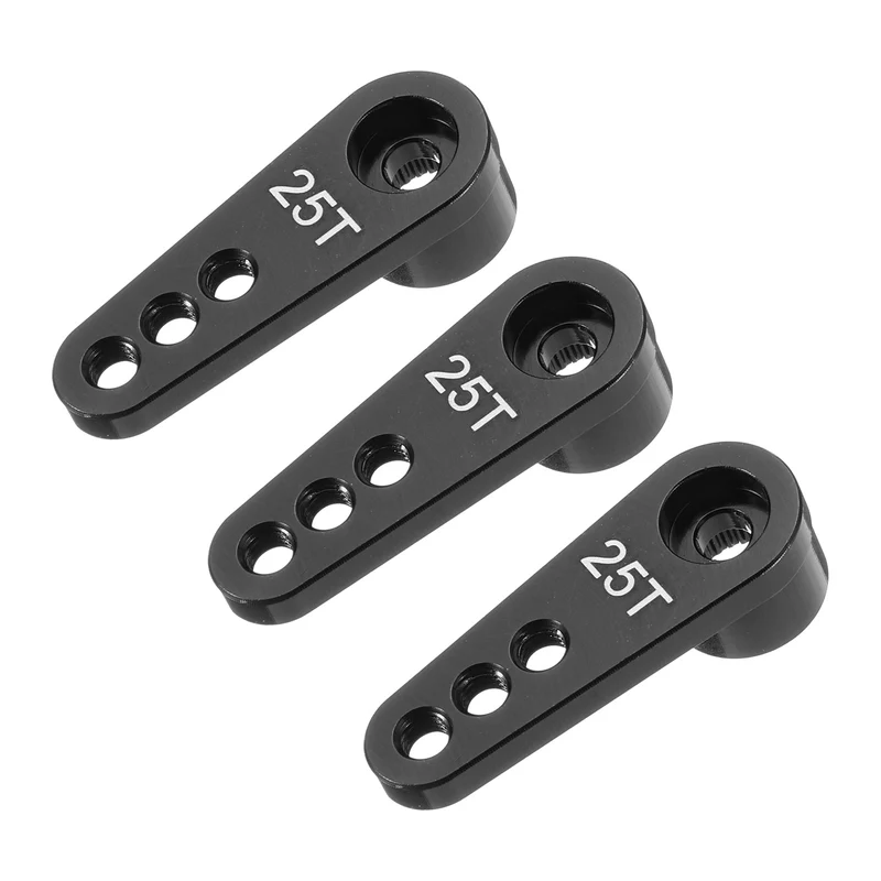 Aluminum Alloy 25T Steering Servo Single Arm Horn Black for RC Car 3 Pcs