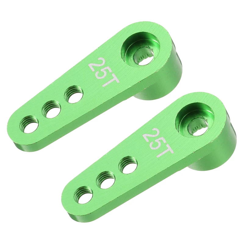 Aluminum Alloy 25T Steering Servo Single Arm Horn Green for RC Car 2 Pcs