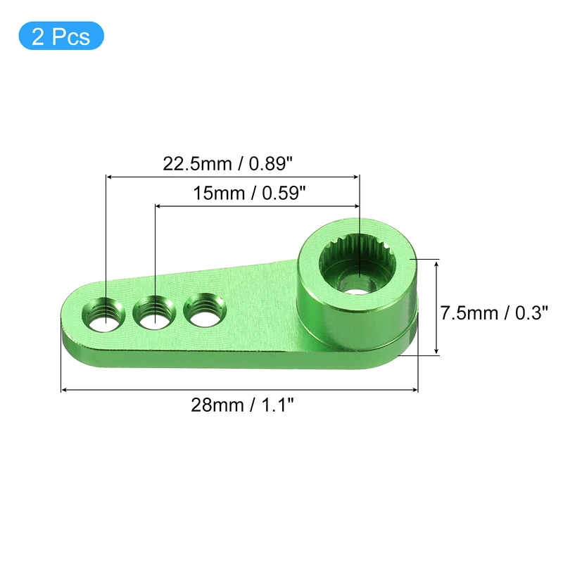 Aluminum Alloy 25T Steering Servo Single Arm Horn Green for RC Car 2 Pcs