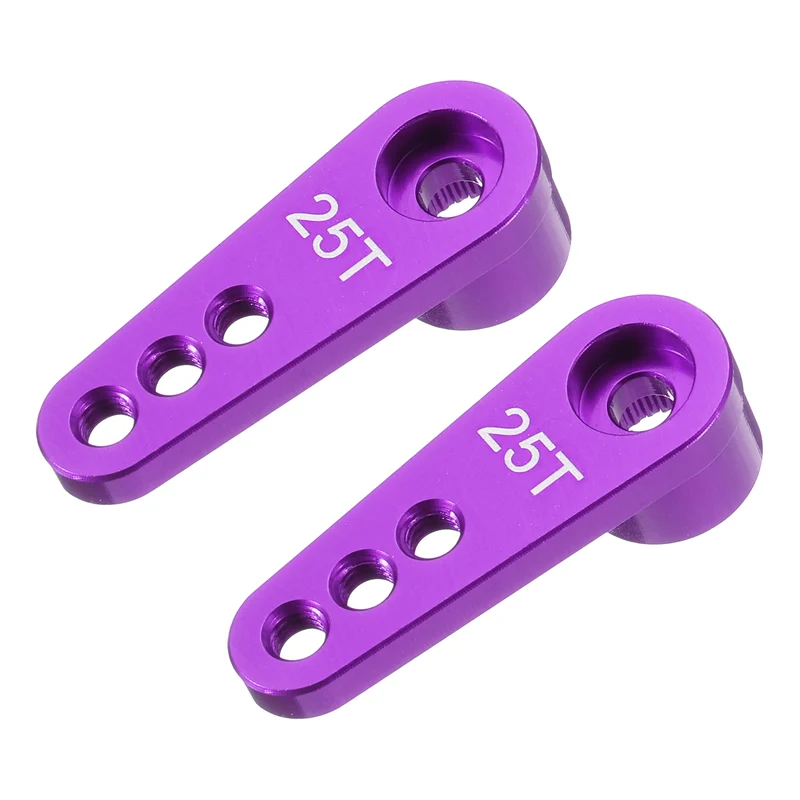 Aluminum Alloy 25T Steering Servo Single Arm Horn Purple for RC Car 2 Pcs