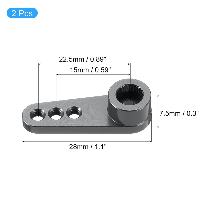 Aluminum Alloy 25T Steering Servo Single Arm Horn Deep Grey for RC Car 2 Pcs