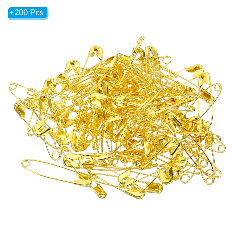 Safety Pins 1.18 Inch Nickle Plated Small Sewing Pins Gold Tone 200Pcs