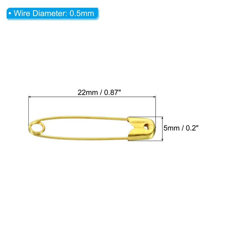 Safety Pins 0.87 Inch Nickle Plated Small Sewing Pins Gold Tone 200Pcs