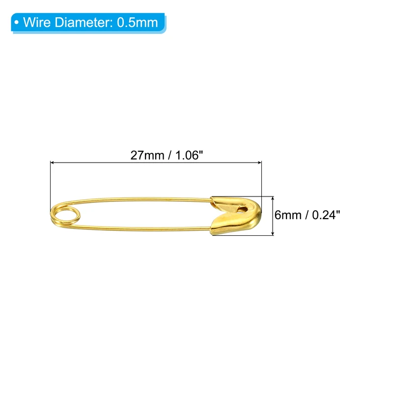 Safety Pins 1.06 Inch Nickle Plated Small Sewing Pins Gold Tone 200Pcs