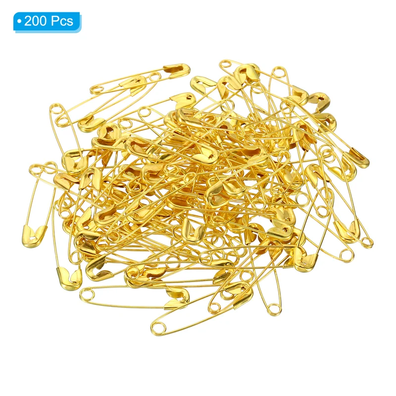 Safety Pins 1.06 Inch Nickle Plated Small Sewing Pins Gold Tone 200Pcs