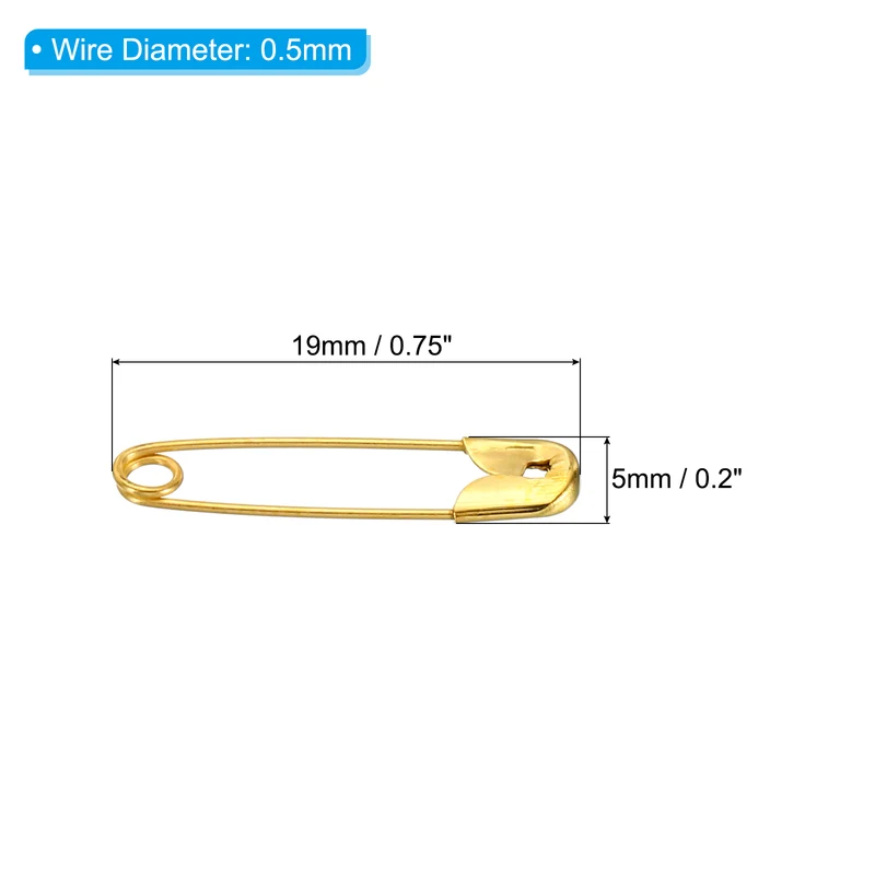 Safety Pins 0.75 Inch Nickle Plated Small Sewing Pins Gold Tone 200Pcs