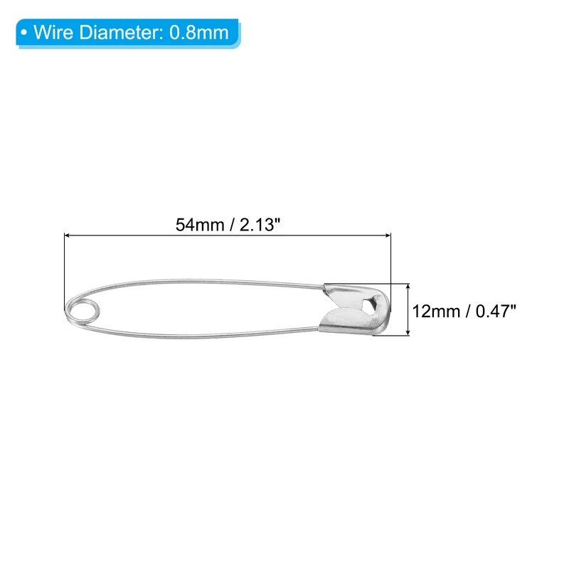 Safety Pins 2.13 Inch Nickle Plated Small Sewing Pins Silver Tone 100Pcs