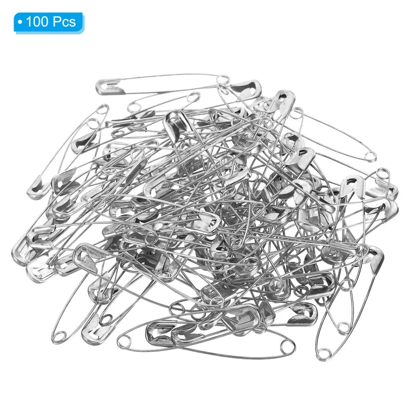 Safety Pins 2.13 Inch Nickle Plated Small Sewing Pins Silver Tone 100Pcs