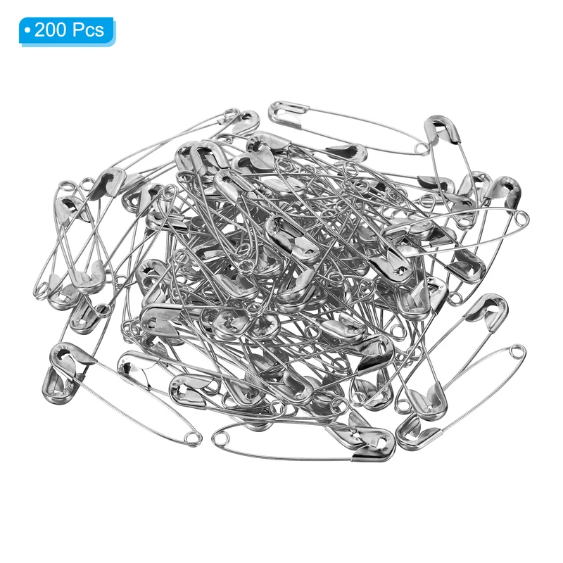 Safety Pins 1.46 Inch Nickle Plated Small Sewing Pins Silver Tone 200Pcs