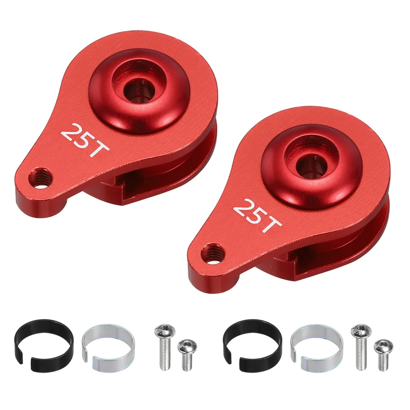 2pcs 25T 1Hole Adjustable Aluminum Arm Servo Horn Red for Car