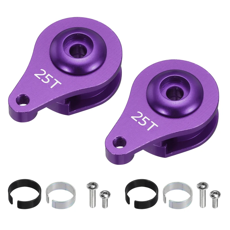 2pcs 25T 1Hole Adjustable Aluminum Arm Servo Horn Purple for Car