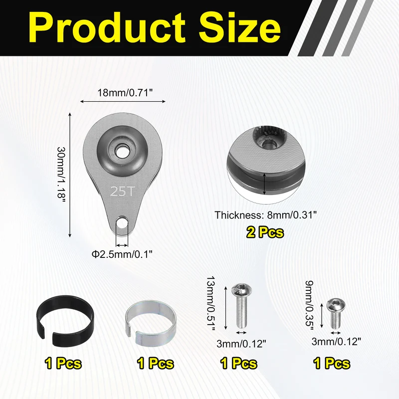 2pcs 25T 1Hole Adjustable Aluminum Arm Servo Horn Titanium for Car