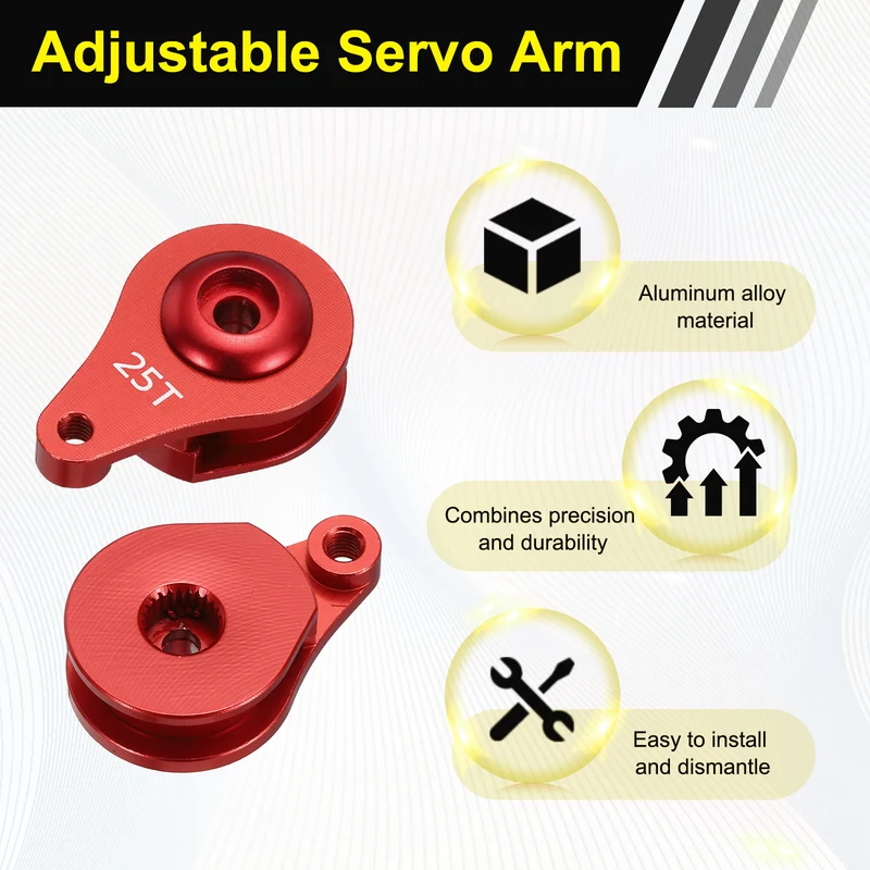 1pcs 25T 1Hole Adjustable Aluminum Arm Servo Horn Red for Car
