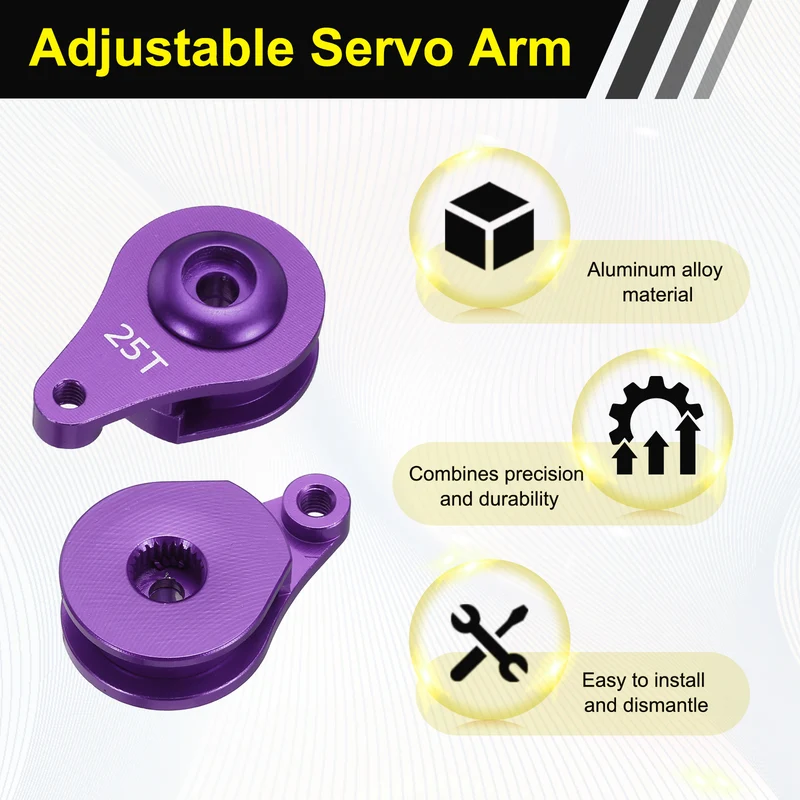 1pcs 25T 1Hole Adjustable Aluminum Arm Servo Horn Purple for Car