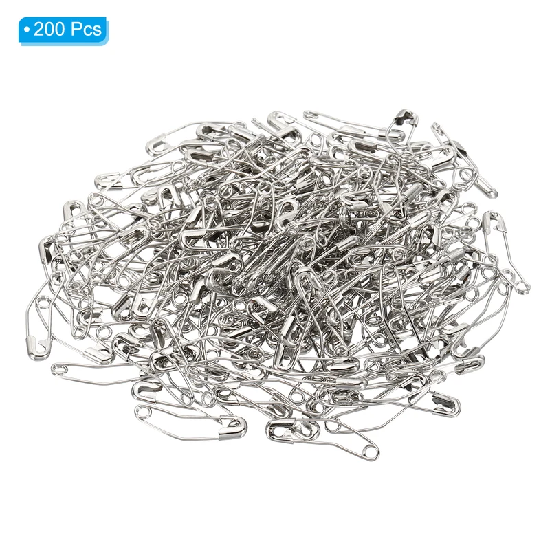 Safety Pins 0.91 Inch Metal Nickel Plated Curved Sewing Pins Silver Tone 200Pcs