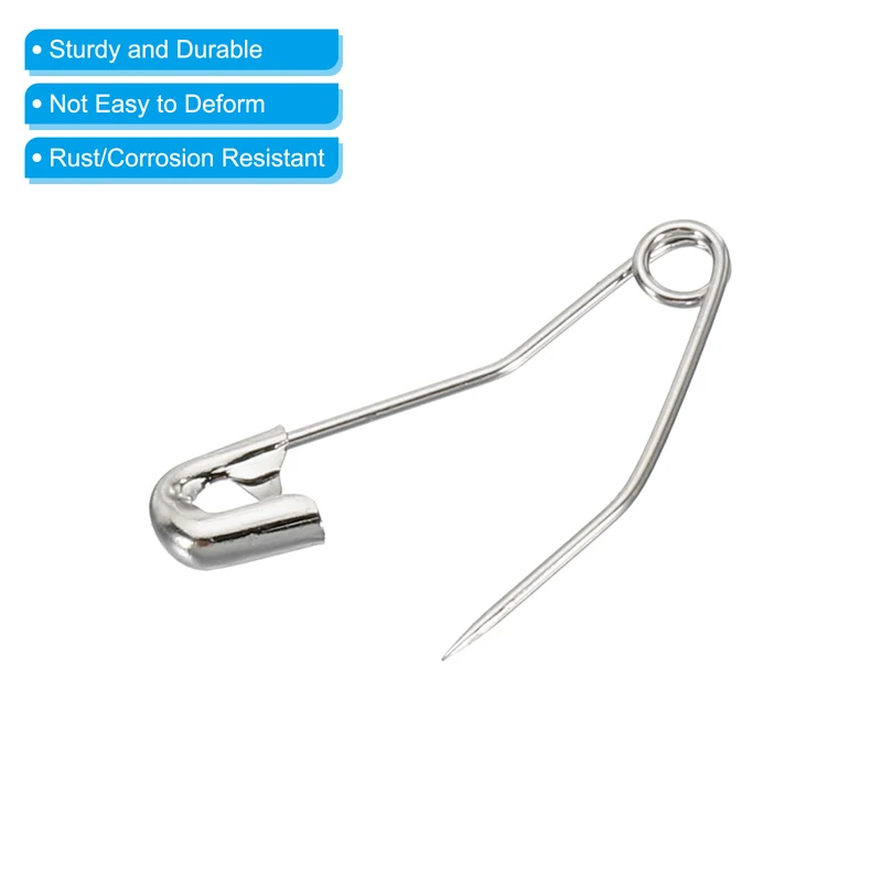 Safety Pins 0.91 Inch Metal Nickel Plated Curved Sewing Pins Silver Tone 200Pcs
