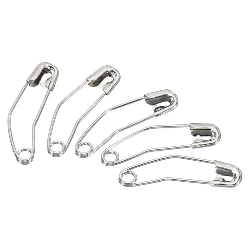 Safety Pins 0.91 Inch Metal Nickel Plated Curved Sewing Pins Silver Tone 100Pcs