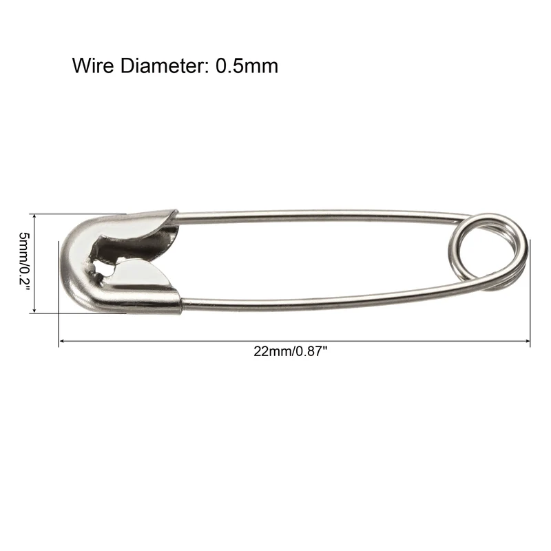 Safety Pins 22mm/0.87 Inch Metal Sewing Pins Silver Tone 2000Pcs