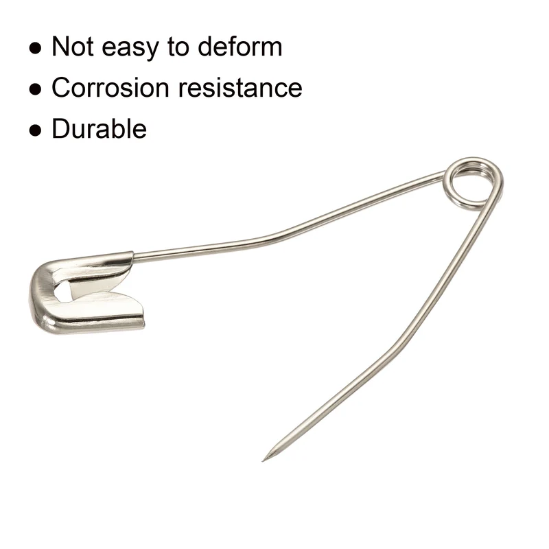 Safety Pins 38mm/1.5 Inch Curved Metal Sewing Pins Quilting Knitting Bending Basting Pin for Blankets Crafts Brooch Making Silver Tone 120 Count