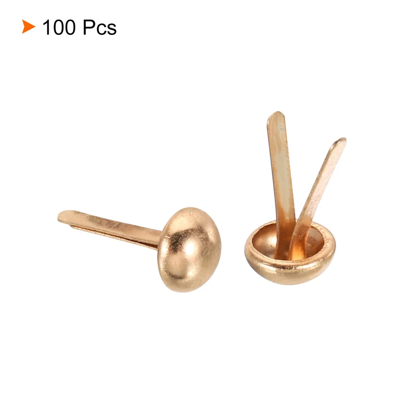 100pcs 6x12mm Mini Brads Paper Fasteners Scrapbooking Accessories Rose Gold