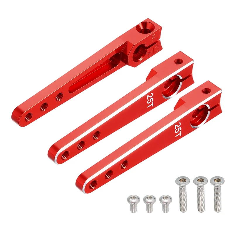 Aluminum Alloy 1.75 Inch 25T Steering Servo Arm Horn Red for Car Pack of 3