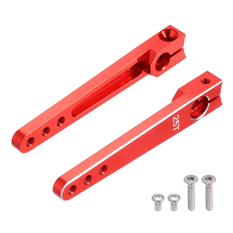 Aluminum Alloy 2 Inch 25T Steering Servo Arm Horn Red for Car Pack of 2