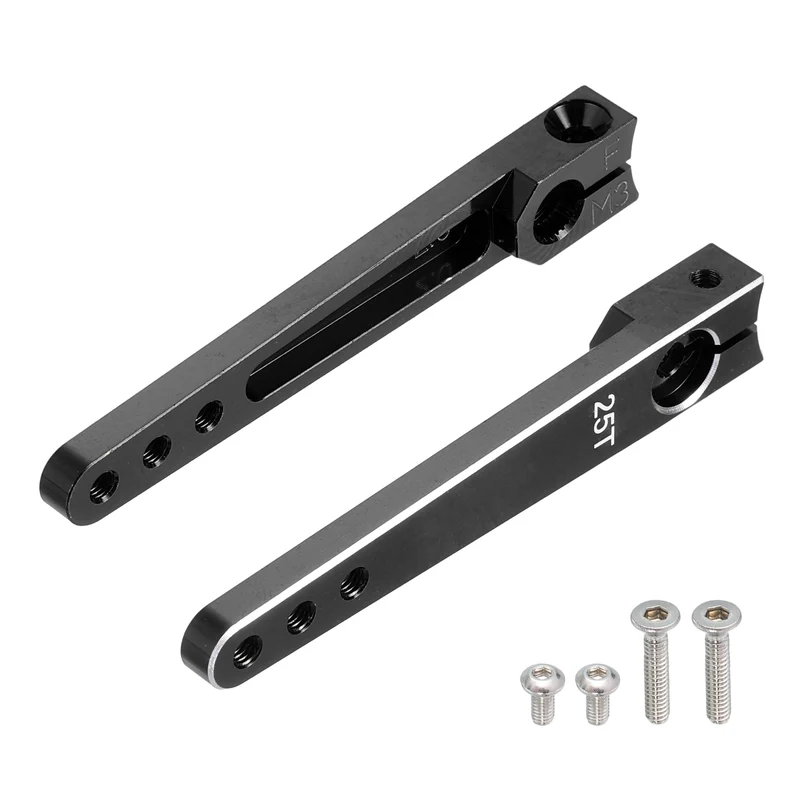 Aluminum Alloy 2 Inch 25T Steering Servo Arm Horn Black for Car Pack of 2
