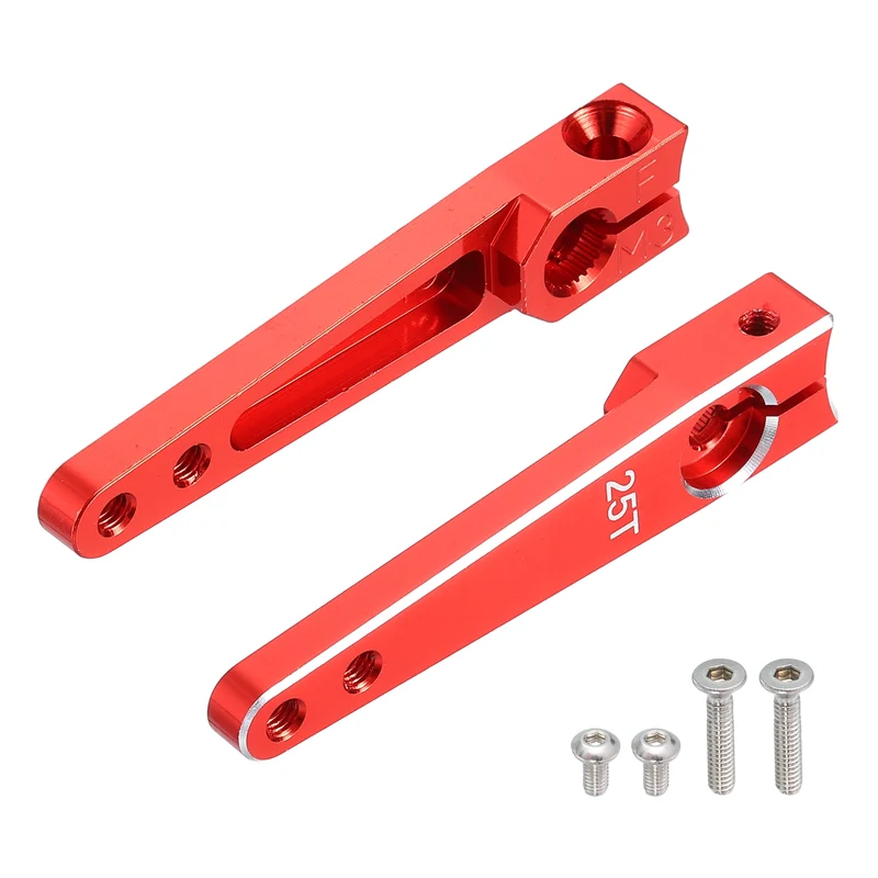 Aluminum Alloy 1.5 Inch 25T Steering Servo Arm Horn Red for Car Pack of 2