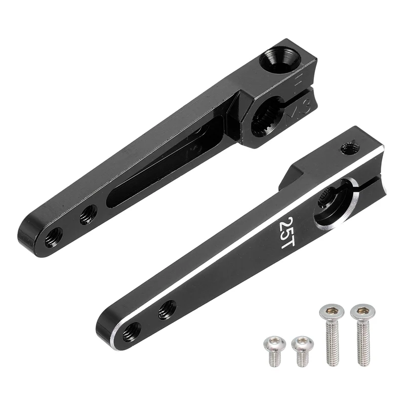 Aluminum Alloy 1.5 Inch 25T Steering Servo Arm Horn Black for Car Pack of 2