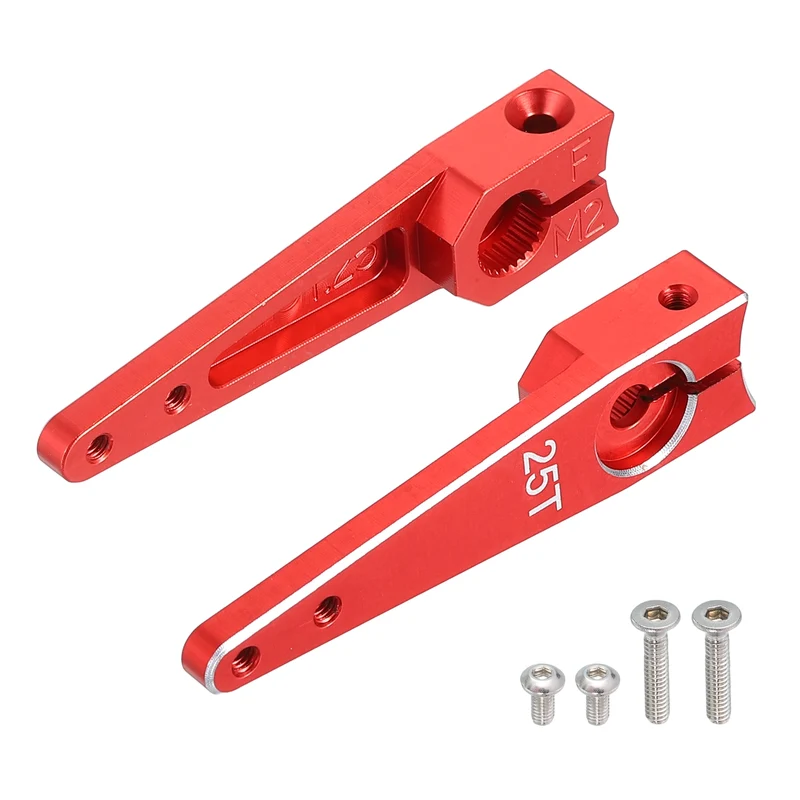 Aluminum Alloy 1.25 Inch 25T Steering Servo Arm Horn Red for Car Pack of 2