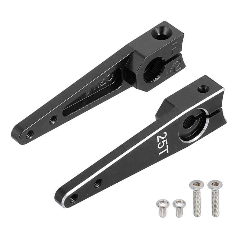 Aluminum Alloy 1.25 Inch 25T Steering Servo Arm Horn Black for Car Pack of 2