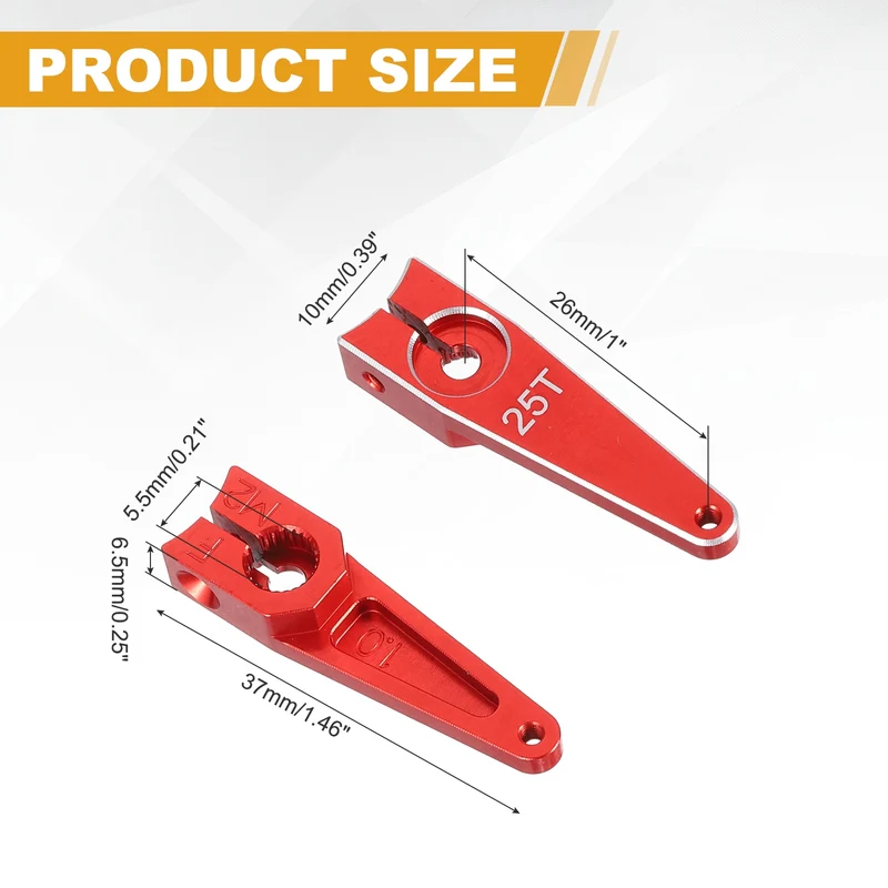 Aluminum Alloy 25T Steering Servo Arm Horn Red for Car/Boat/Airplane