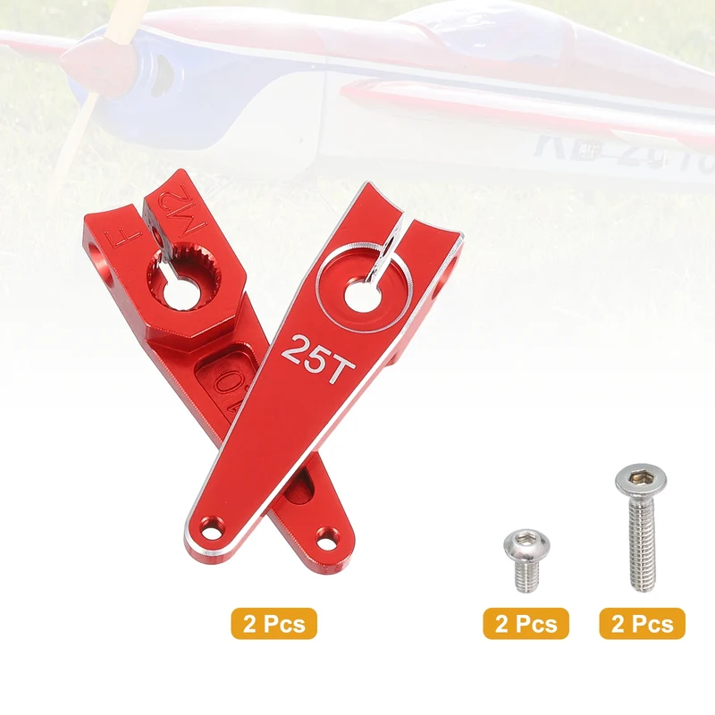 Aluminum Alloy 25T Steering Servo Arm Horn Red for Car/Boat/Airplane